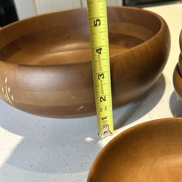 Vintage Baribocraft Canadian Maple Wood Mid Century Modern Large Salad Bowl Set - Picture 13 of 14